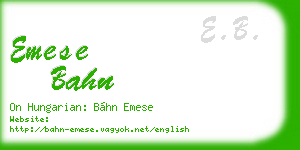 emese bahn business card